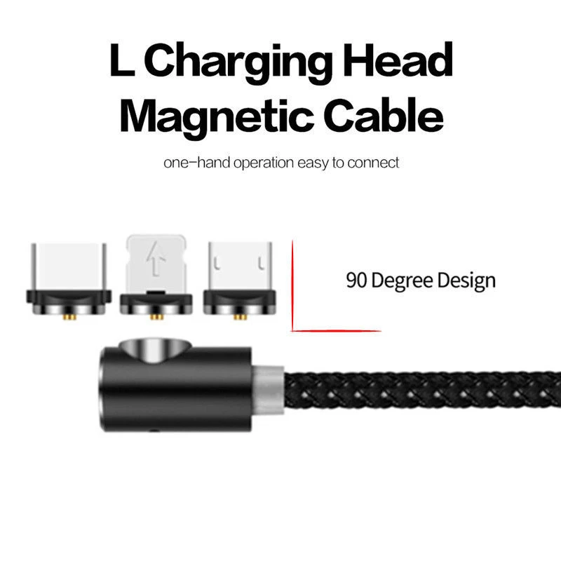 UGI 1 м 2 м 3 м 90 градусов L Тип Магнитный кабель usb Тип C/Micro USB/IOS нейлоновая оплетка светодиодный индикатор type-C кабель для USB C устройств