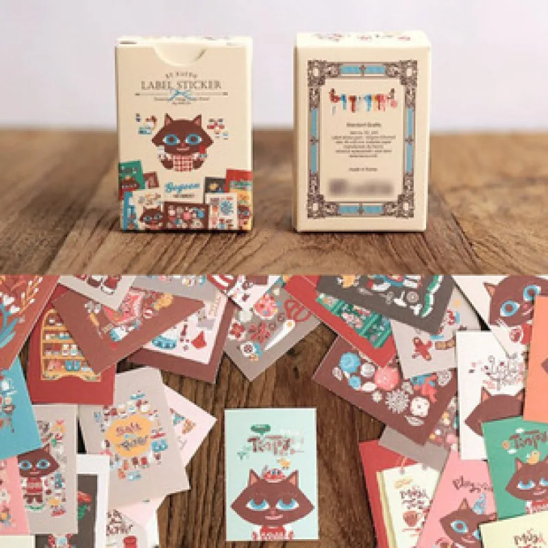 

48pcs GoGoon fox label sticker pack DIY scrapbooking sealing paste mini decorative paper stickers paper box packing