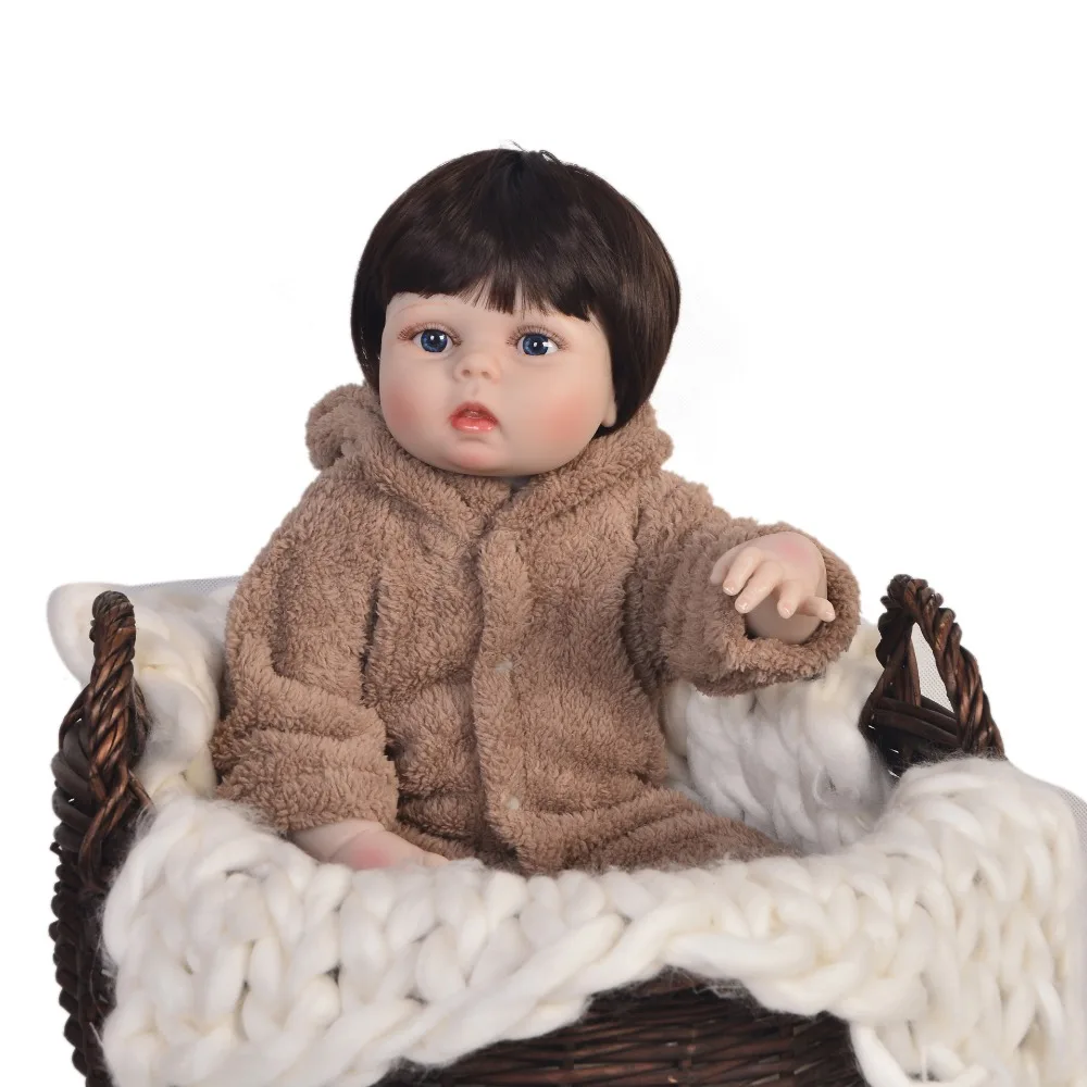 55cm/57cm pasted wig Baby Reborn Doll Silicone vinyl Adorable Menina Boneca Bebe Real princess Doll Birthday Christmas Gift toy
