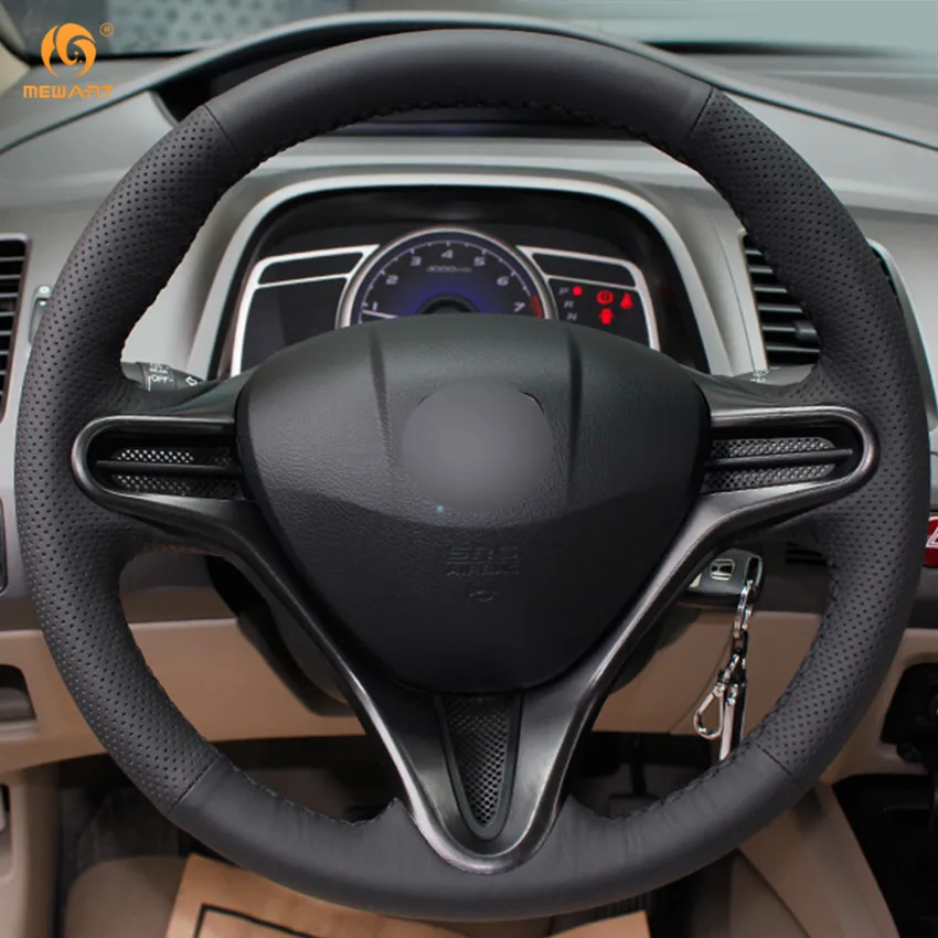 MEWANT черный чехол рулевого колеса автомобиля из натуральной кожи для Honda Civic 8 2006 2011