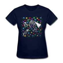 2016 Funny Guys T Shirt hip-hop cotton Bird and Fish Skeletons on Bed of Flowers Round Collar Mashine Washable T-Shirt