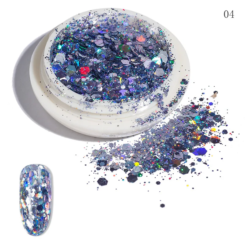 Decoração para Unha Garrafas Paillette Mista Unha Art Glitter Lantejoulas Ultra-fino Flake Pigmento Dicas Manicure Polonês 12 7 Garrafas 12 Paillette Mista Nail Art Glitter