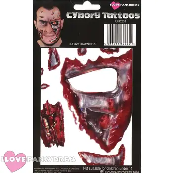 

CYBORG TEMPORARY FACE TATTOO HALLOWEEN FANCY DRESS COSTUME ACCESSORY MAKE UP SKIN SUIT