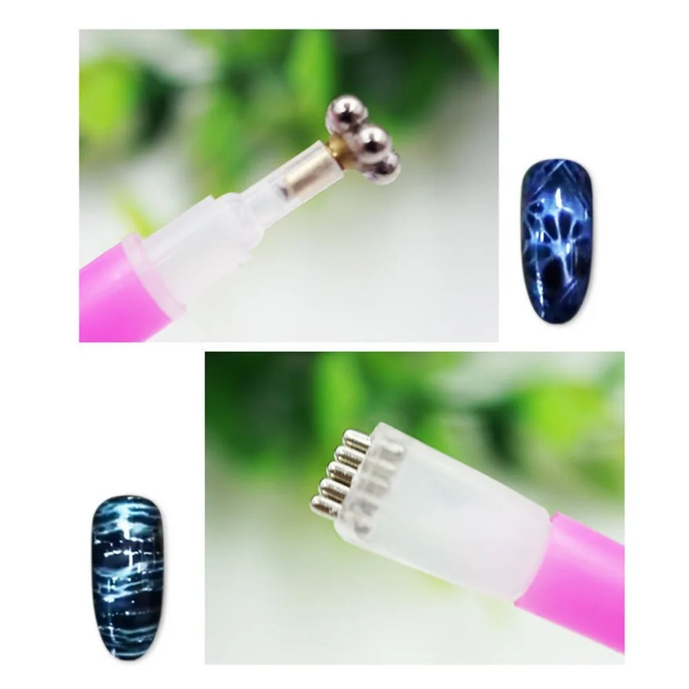 Дизайн ногтей кошачий глаз Магнитная ручка полоса двуглавый лак для ногтей Раскрашивание Кисти Профессиональный акриловый Гель-лак Раскрашивание ручка