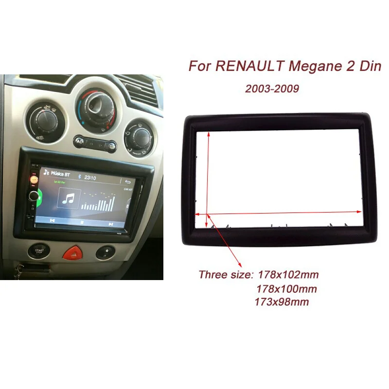 

High quality 2DIN Car Radio Fascia for RENAULT Megane II 2003-2009 stereo facia frame panel dash mount kit adapter Bezel frame