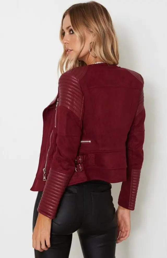 champagne Faux Manteaux Frais rouge Femmes Daim Biker Noir automne Cuir De camel Moto 2018 blanc Glissière Rouge Survêtement Mode marine Bleu Dame À Pu Vestes Fermetures Mat En Printemps gris 8nfq1H
