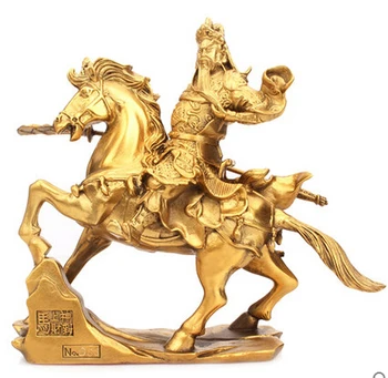 

SCY 326+++Copper horse statue Wu Guan Yu Guan ornaments wealth lucky Buddha statue of Guan Erye Broadsword