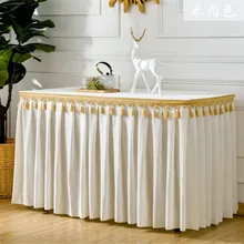 Однотонная бархатная юбка для стола на заказ, фланелевая юбка для стола, вечерние юбки для коктейлей, конференц-залов, покрытие для стола