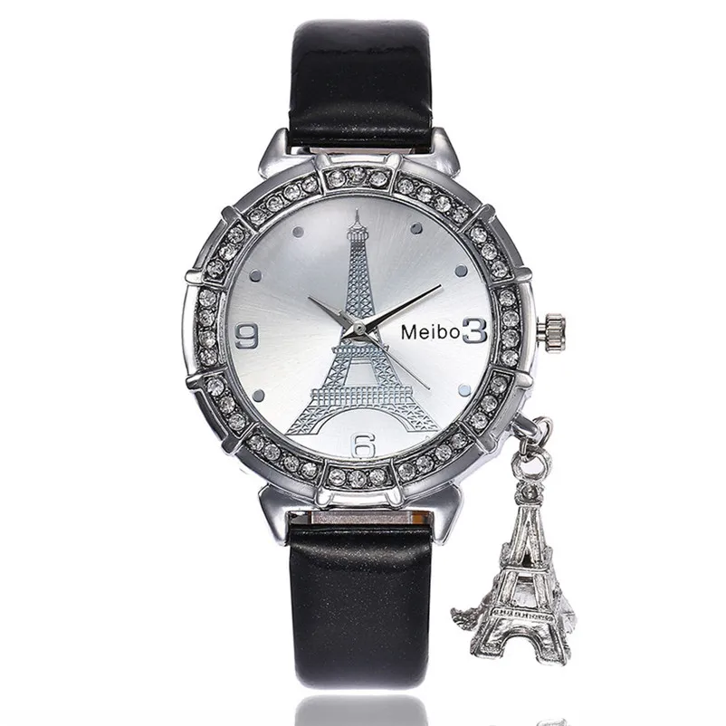 MEIBO women's watches casual watches Quartz Wrist The Eiffel Tower Rhinestone pendant Wrist Watch clock Reloj mujer M08 (17)