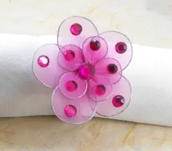 Розовый кристалл цветок кольцо для салфеток