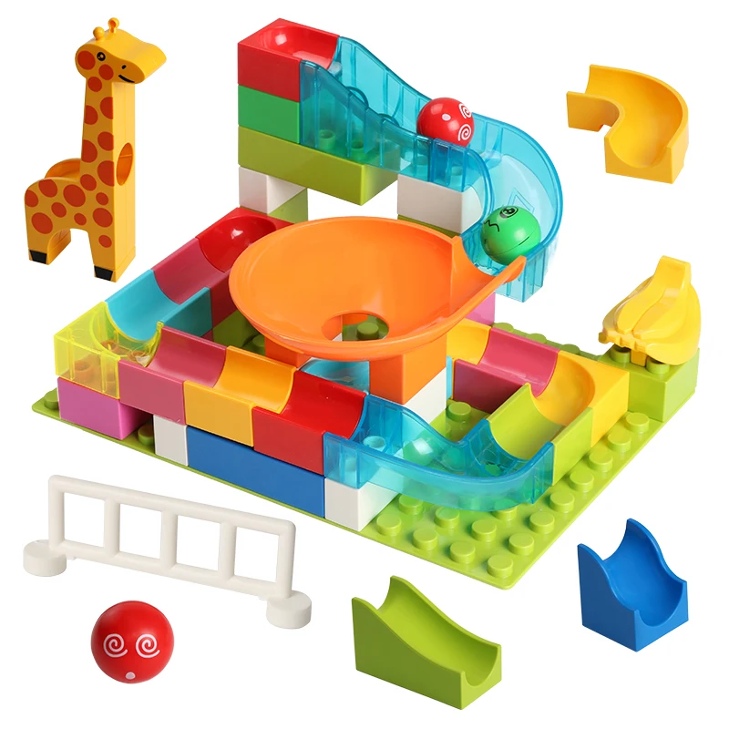 DIY حجم كبير اللبنات متاهة سباق تشغيل المسار AccessoriesFunnel الشريحة الطوب متوافق Legoed Duploe كتل للأطفال