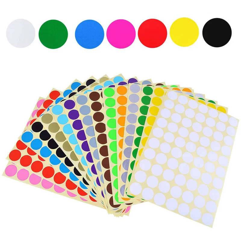 

15 Sheet 10 Colors Circles Round Code Stickers 19mm Self Adhesive Sticky Labels 70Pcs/Sheet