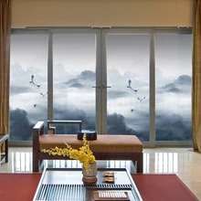 Китайский ветер стекло наклейки окна бумага раздвижные двери наклейки для стеклянных дверей пейзаж Непрозрачный китайский фильм