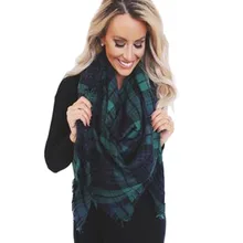 Winter Tartan Female Scarf Designer Checkered Wool Blend Brand Shawls Men Scarves Hot Sale Thicken Soft Pashmina Scarf ZAG1301