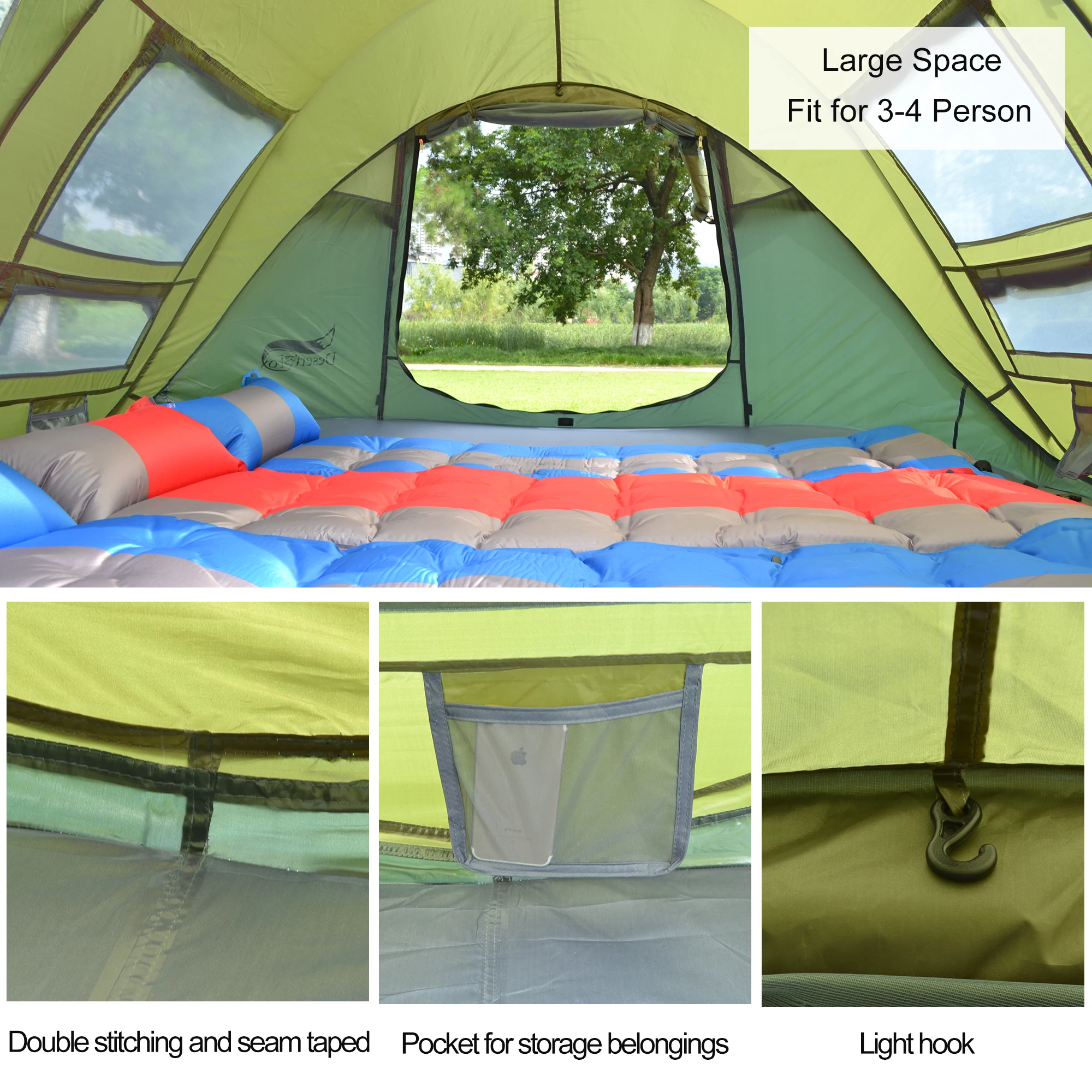 Desert&Fox 3-4 Person Outdoor Instant Setup Tent 4 Season Waterproof Tent 2