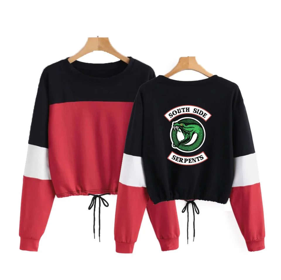 Drop shopping Riverdale Southside Round Neck CONTRAST COLOR Long Sleeve Rope Sweatshirts Casual Women Sweatshirts 2019 Crop Top Drop shopping Riverdale Southside Round Neck CONTRAST COLOR Long Sleeve Rope Sweatshirts Casual Women Sweatshirts 2019 Crop Top