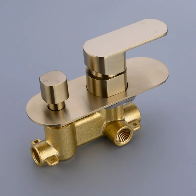 Brushed Gold Shower Set, 2 Way Wall Mounted Concealed Rough In Valve, Hand Held Sprayer and Rainfall Shower Head, 8 or 10 Inch
