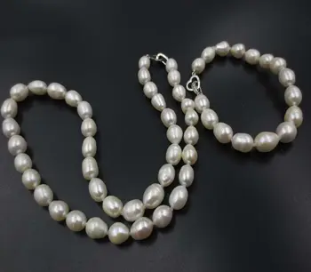 

100% Selling Picture full free shipping 8mm set cultured freshwater pearl necklace bracelet