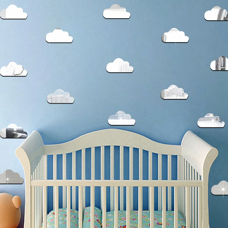 

10Pcs/lot 3D Acrylic Mirror Wall Sticker Cartoon Clouds Stickers DIY Home Decoration Wall Art Wall Decals Kids Bedroom Decor 8Z