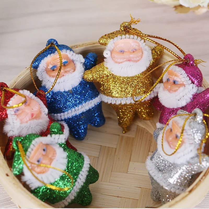 6pcs/lot Mini Santa Claus Pendant Christmas Tree Decorations Christmas