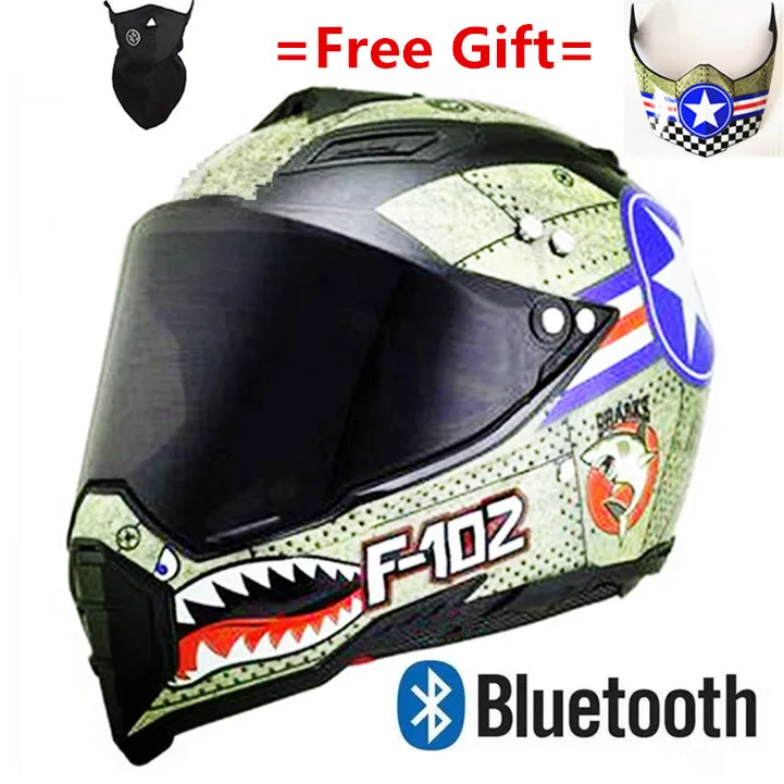 Полное лицо мото rcycle Bluetooth шлем мото крест мото cicleta каск BT КАСКО Мото шлем мото r велосипед Capacete точка s m l xl - Цвет: SDU-dark BT