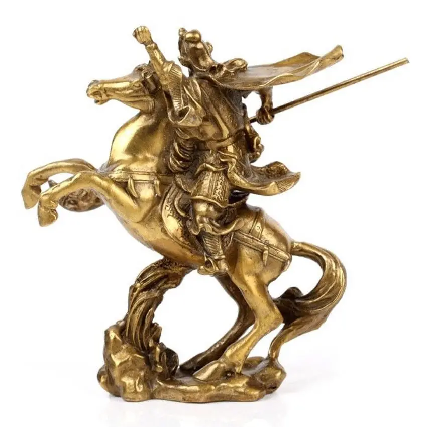 Китайский древний герой Guan Gong Guan Yu езда на лошади* бронзовая статуя