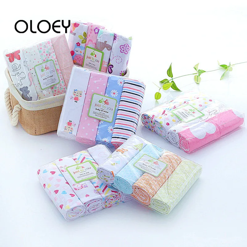 

OLOEY 100% Cotton Baby Swaddle Blanket for Newborns 4Pcs/Lot Baby Blankets Newborn Muslin Diapers Photo Kids Muslin Swaddle Wrap