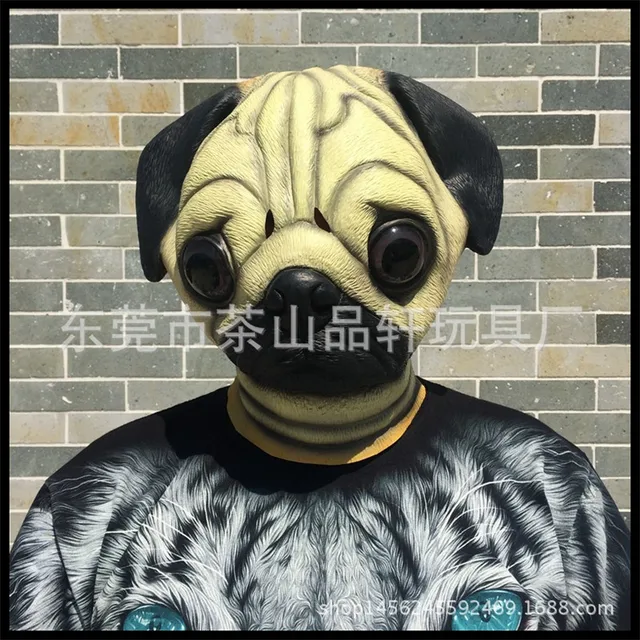 new realistic pug dog head mask full face adult dog mask breathable halloween masquerade fancy dress