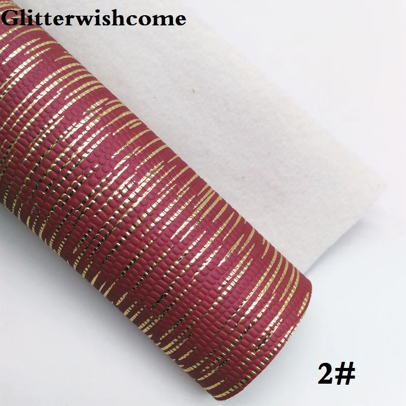 2 Glitterwishcome 21X29 см A4 размер винил для бантов тиснением золотые линии Синтетическая кожа Fabirc искусственная кожа листы для бантов, GM143A - Цвет: 2