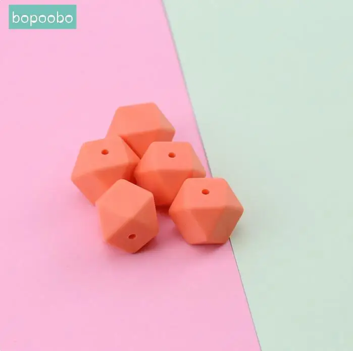 Bopobo Прорезыватель для кормления ребенка, силиконовые Восьмиугольные бусины, 17 мм, 10 шт., можно жевать игрушки для коляски, DIY ювелирные изделия, аксессуары для кормления ребенка, Прорезыватель для зубов - Цвет: salmon orange