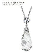 Neoglory aleación de cristal austriaco plateado auden rhinestone collares largos para las mujeres de joyería de moda 2017 nuevo
