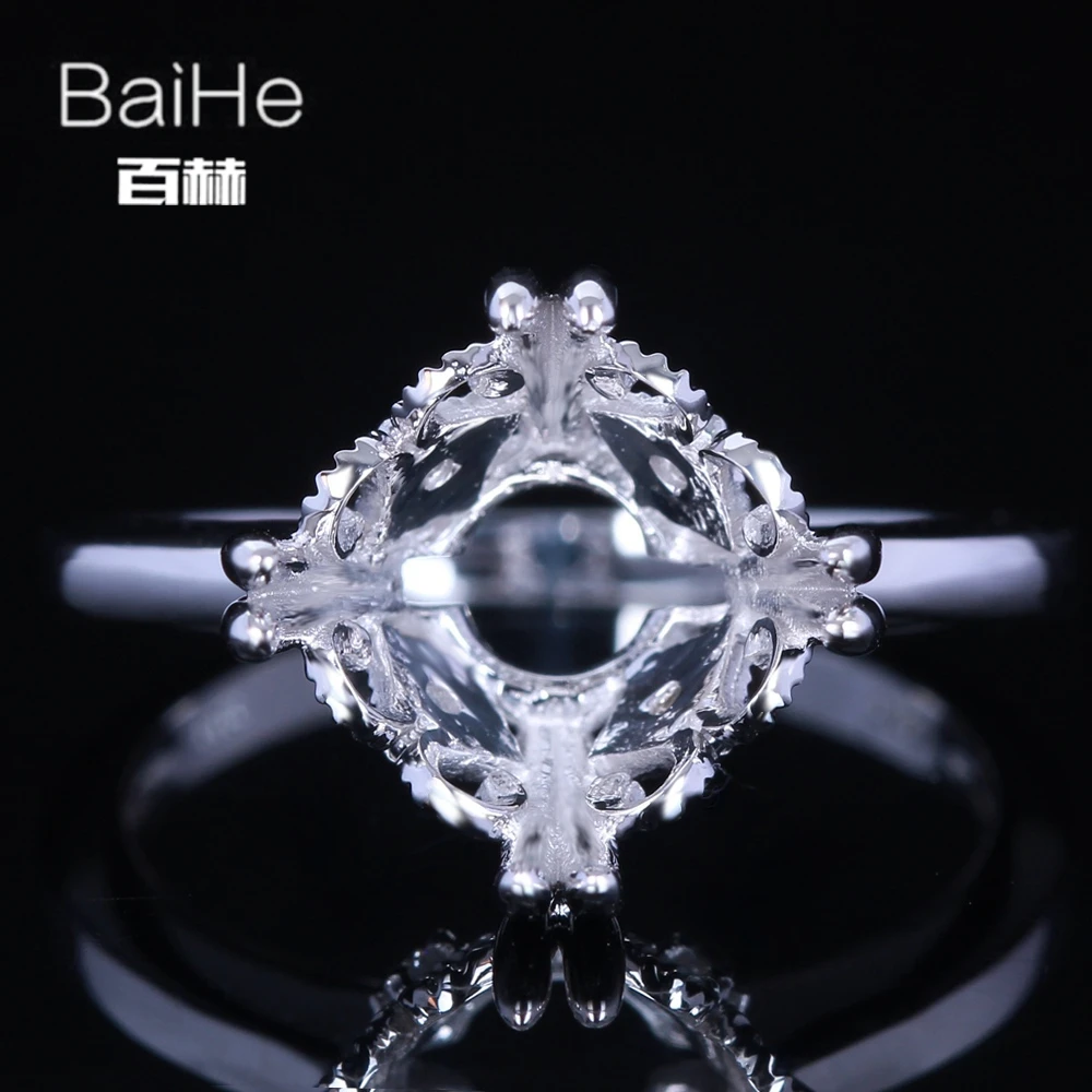 BAIHE Solid 14 K, белое золото, сертифицированный круглый вырез, обручальное женское классическое изысканное ювелирное элегантное уникальное полукрепление, подарочное кольцо