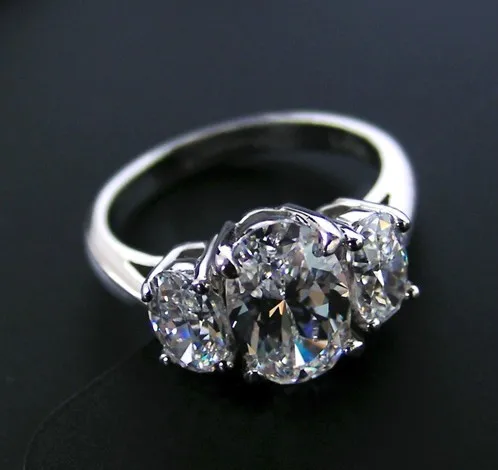 Бриллиант Forever 2.41Ct овальным вырезом Diamond кольцо для Для женщин Романтический ювелирные изделия 925 пробы серебро Для женщин кольцо