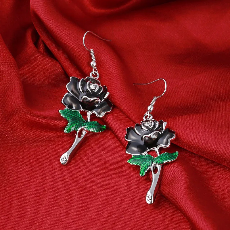 Европа Винтаж Эмаль ожерелье серьги серебряные украшения наборы мода цветок висячие серьги ювелирные изделия Свадебные наборы для женщин