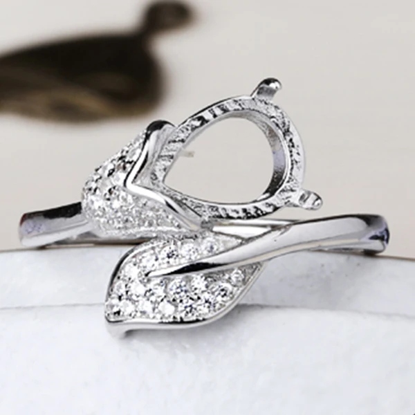 925 Sterling Silver Adjustable Ring Blanks 6.5*8.5mm Oval Wax Turquoise