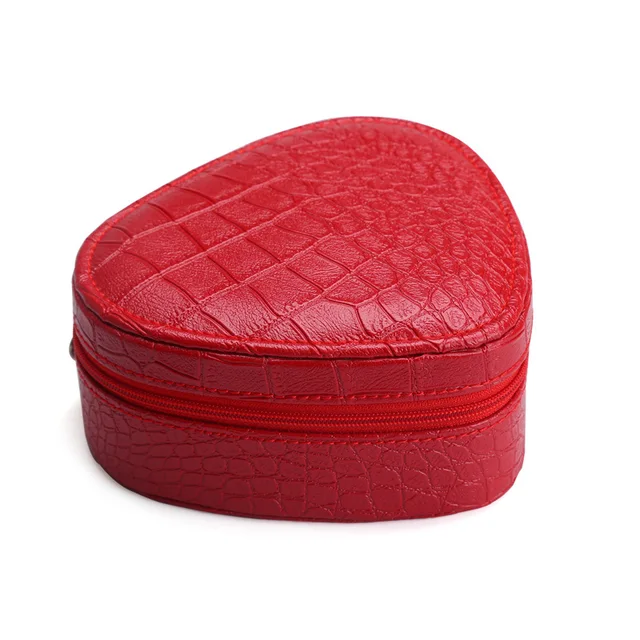Portable Elegant Heart Shape Women Makeup Cosmetic Organizer Case Red