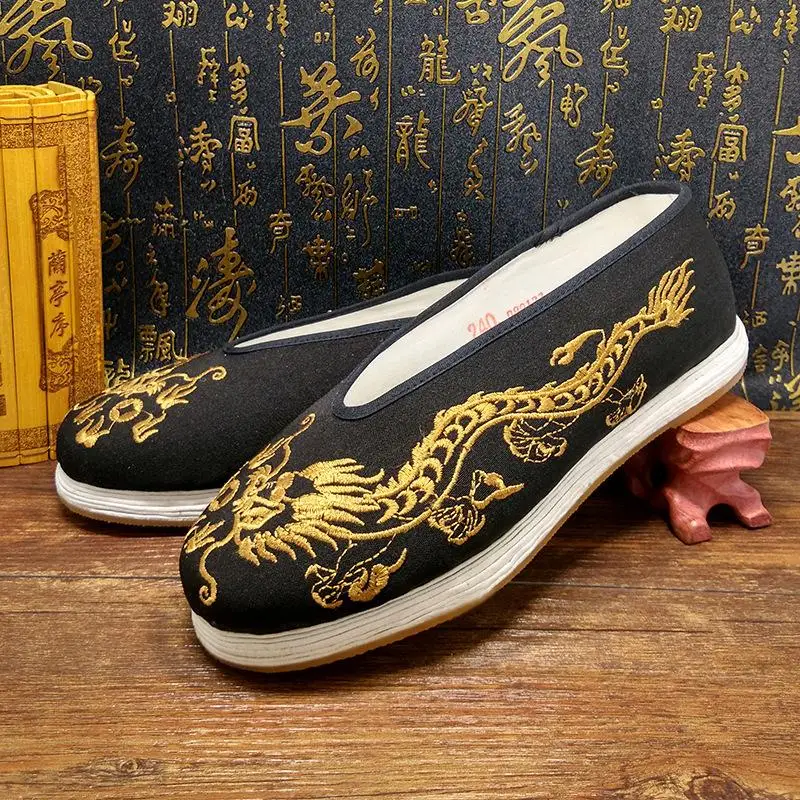 Kung Fu Vintage Shaolin Cloth Shoes Mens Slippers Causal Loafter Size 38-48 New