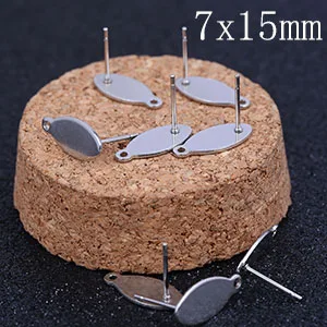 7x15mm Onwear 20 шт. серьги-гвоздики из нержавеющей стали штырьковые столбы diy пустые серьги разъемы для изготовления ювелирных изделий 6x12 мм 7x15 мм - Цвет: 7x15mm