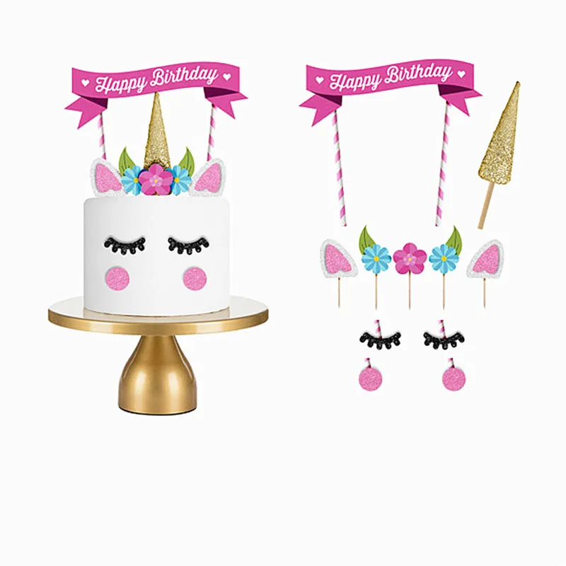 

Unicorn Birthday Party Cupcake Decoration Cake Topper Happy Birthday Party Decorations Kids Babyshower Children Party Cake Decor