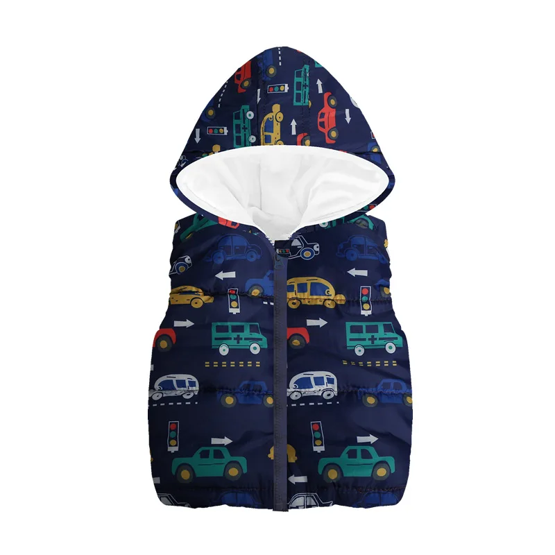 BOTEZAI Children Outerwear Baby Boys Vest 2020 Autumn Infant Clothing Waistcoat Dinosaur Sleeveless Kid Hooded Cotton Coat Outerwear & Coats for baby Outerwear & Coats