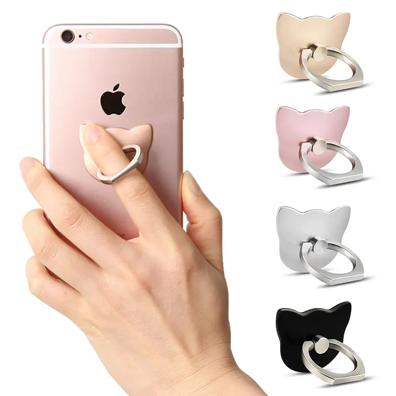 Mobile Phone Holder 360 Degree Finger Ring Cat head Cute cartoon Smartphone Stand Holder For iPhone Samsung Xiaomi