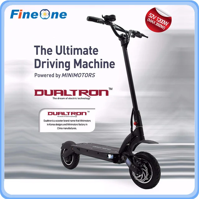 Best price at $1383 Cheap 2016 DUALTRON Electric Scooter Minimotor Folding Adult Electric Scooter 2 Wheel Off Road Scooter High Speed Motor 1200W 60KM/H