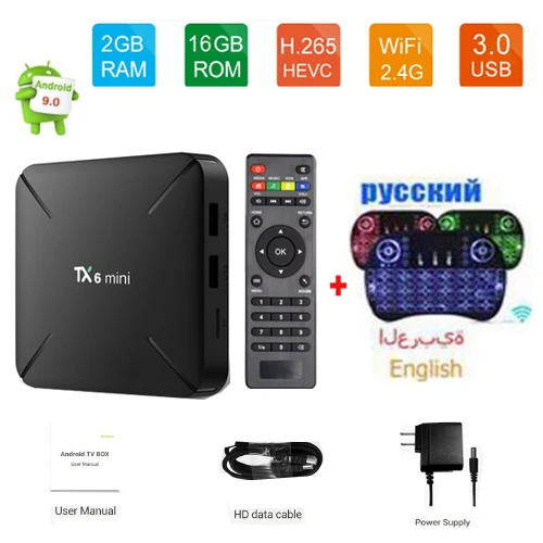 Мини ТВ приставка Tanix TX6 на ОС android 9 Allwinner H6 2 Гб 16 4 ГГц WiFi Поддержка 4K H.264 Смарт