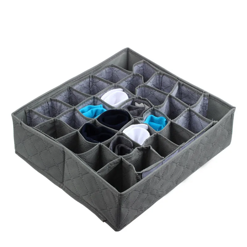 

30 Cells Bamboo Charcoal Ties Socks Drawer Closet Organizer Storage Box Nov12 Drop Ship