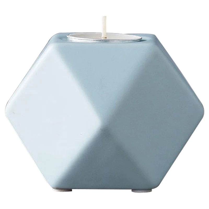 

Nordic Style Geometric Shape Ceramic Candle Holder Innovative Retro Style Home Desk Decoration Small Candlestick