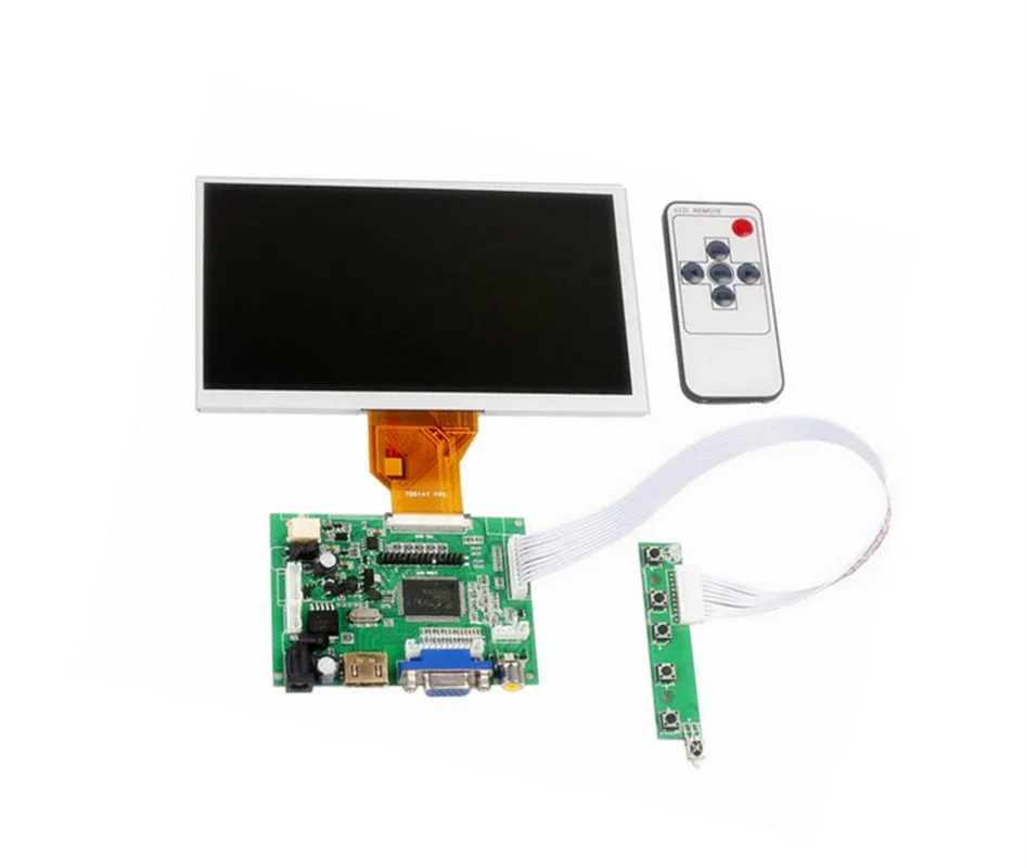 

New 7 1024x600 LCD Screen Display Monitor + Driver Board + Keypad + Remote Control For Raspberry Pi