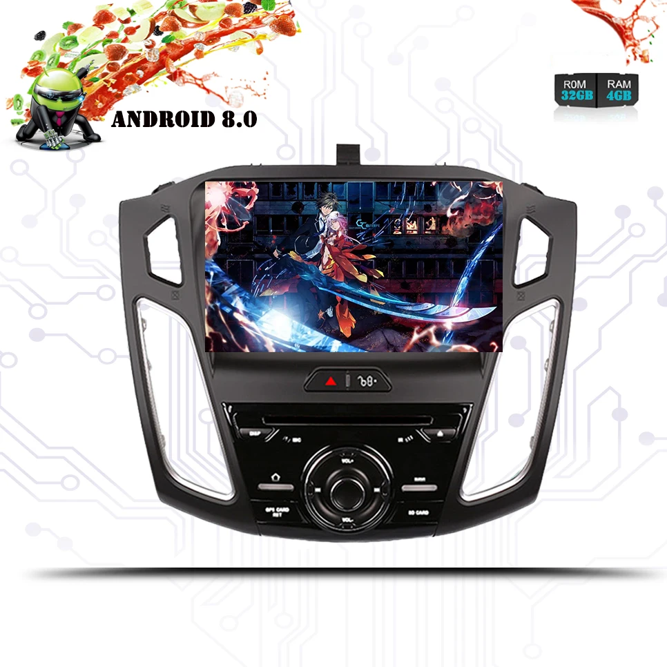 Discount 2 din 9Inch Android 9.0 4g+64g Car Dvd Gps For Ford Focus 2015-2018 With Wifi Gps Navi Fm Radio BT Multimedia SD Tape Recorder 2