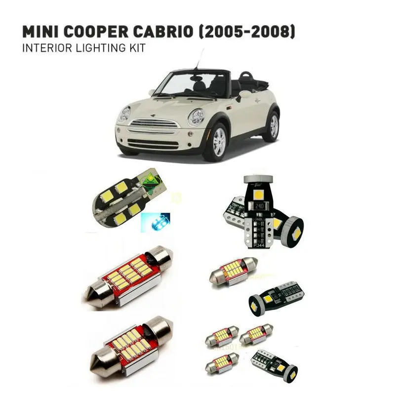 Светодиодные Внутренние огни для mini cooper cabrio 2005-2008 9 шт. Led Автомобильные фары комплект освещения автомобильные лампы Canbus