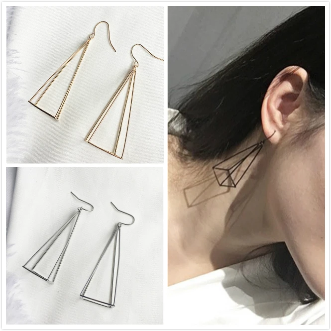 

Vintage Earrings Simple Long Triangle Earrings, Geometric Poly Solid Pyramid Earrings, Female Manufacturers Wholesale Brincos