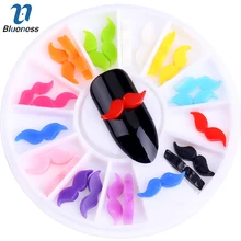 Blueness 1Wheel 12Colors 3D Beard Design Nail Art Tips Resin Manicure Decorations For Nails Stickers UV Gel Polish Accessories